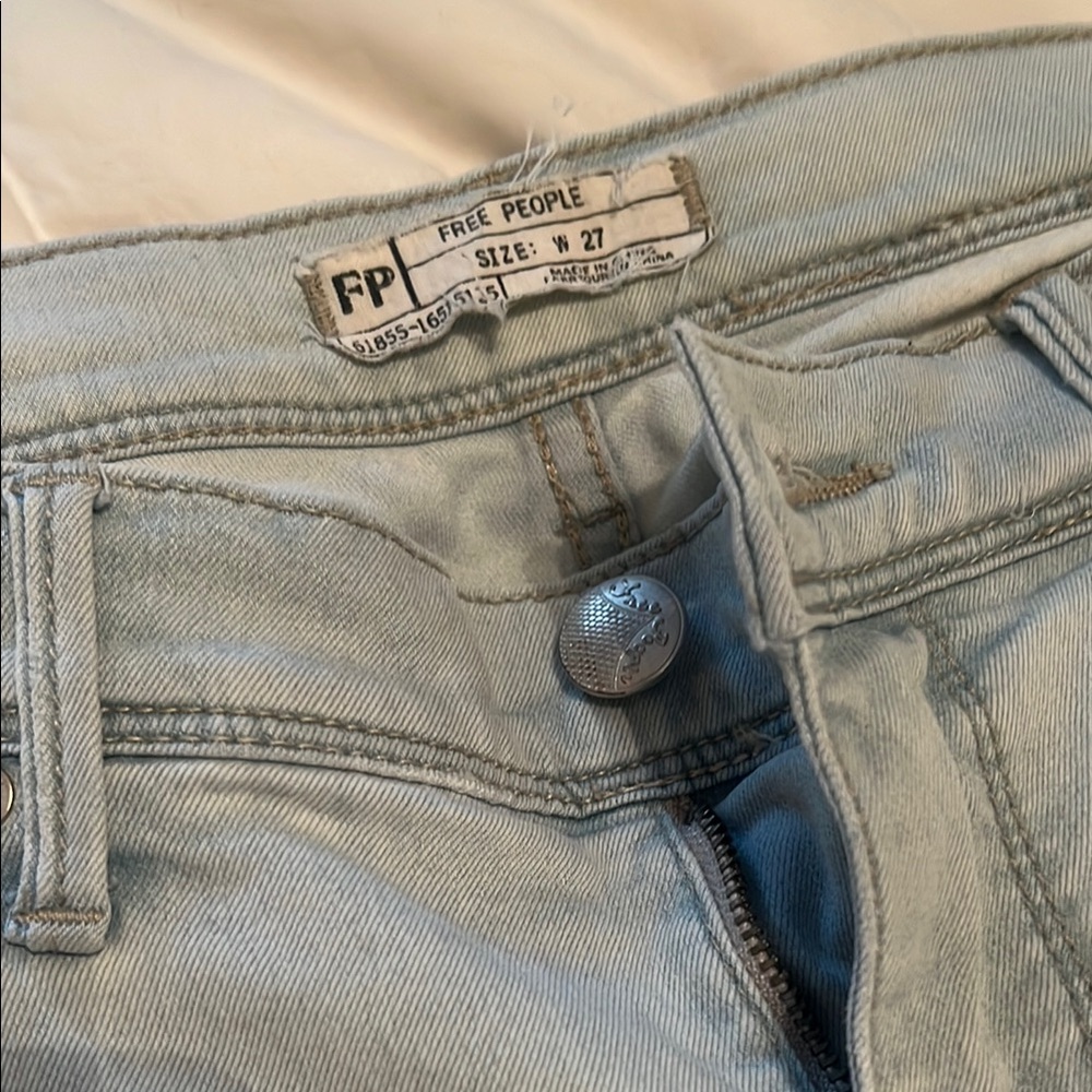 Free People Pale Blue Mid Rise Jeans